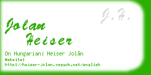 jolan heiser business card
